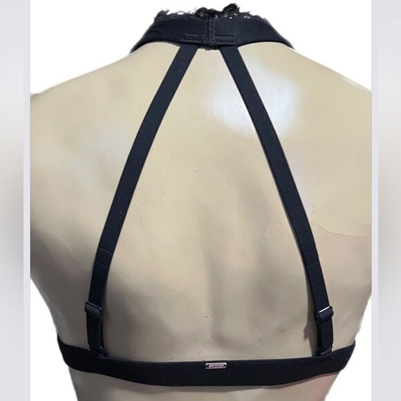 Victoria’s Secret Pink Date Supersoft Unlined Lace trim bralette bra Black L - Picture 2 of 4